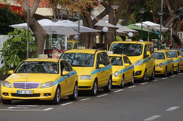 Taxis parked in a row